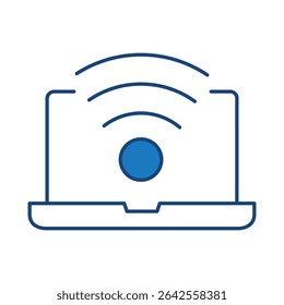 Laptop Blue Line Editable Stroke Icon. PC, Computer Functions, Settings, Technology, Security, Shopping, Wallet, Marketing, Promotion, Communication Collection Vector Illustration.