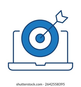 Laptop Blue Line Editable Stroke Icon. PC, Computer Functions, Settings, Technology, Security, Shopping, Wallet, Marketing, Promotion, Communication Collection Vector Illustration.