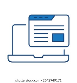 Laptop Blue Line Editable Stroke Icon. PC, Computer Functions, Settings, Technology, Security, Shopping, Wallet, Marketing, Promotion, Communication Collection Vector Illustration.