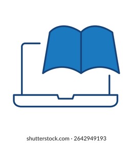 Laptop Blue Line Editable Stroke Icon. PC, Computer Functions, Settings, Technology, Security, Shopping, Wallet, Marketing, Promotion, Communication Collection Vector Illustration.