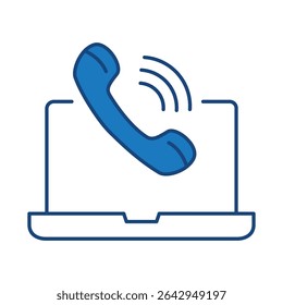 Laptop Blue Line Editable Stroke Icon. PC, Computer Functions, Settings, Technology, Security, Shopping, Wallet, Marketing, Promotion, Communication Collection Vector Illustration.