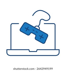 Laptop Blue Line Editable Stroke Icon. PC, Computer Functions, Settings, Technology, Security, Shopping, Wallet, Marketing, Promotion, Communication Collection Vector Illustration.