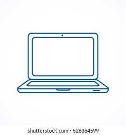 Laptop. Blue Line Icon