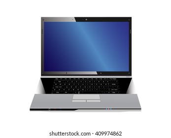 laptop with blue screen 