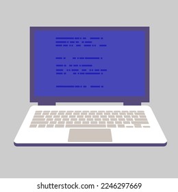 laptop with blue screen of death