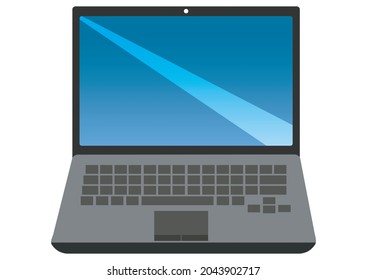 
Laptop with blue screen isolated on white background. Laptop flat vector icon illustration. Vector Notebook