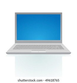 Laptop with blue screen. Vector illustration.