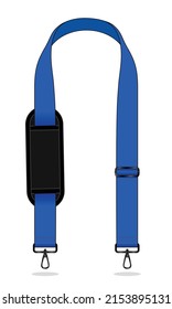 Laptop Blue Shoulder Bag Strap With Chain Sling Template On White Background, Vector File