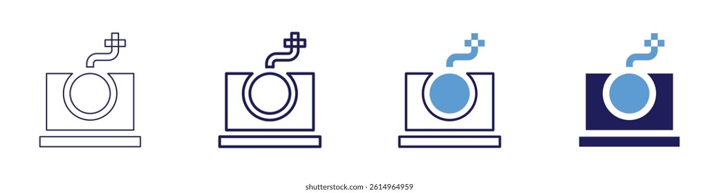 Laptop blueprint icon in 4 different styles. Thin Line, Line, Bold Line, Duotone. Duotone style. Editable stroke.