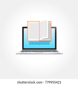 Laptop Book Education & E-Learning Icon