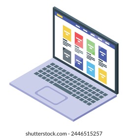 Icono de libro portátil Vector isométrico. Estudio escolar. Educación abierta