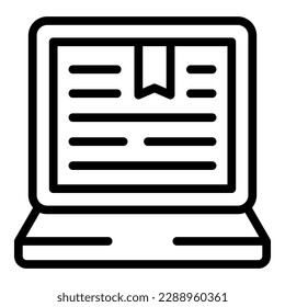 vector de contorno de icono del libro de portátiles. Educación infantil. Sala de clase inhabilitada