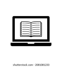 laptop with book icon vector online education sign 