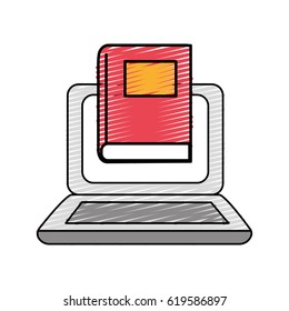 laptop with book knowledge to study icon