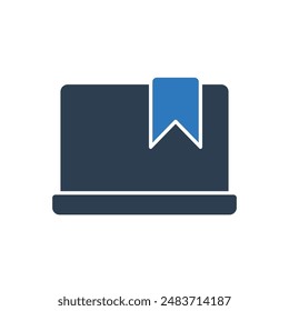 Laptop Bookmark Icon Sign Symbol
