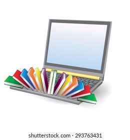 laptop and books