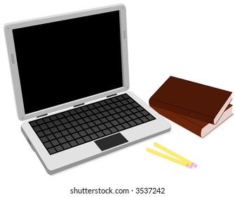 Laptop and Books