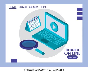 laptop and books education online tech vector illustration design