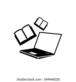 Laptop With Books Icon