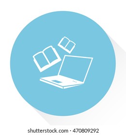 laptop with books icon