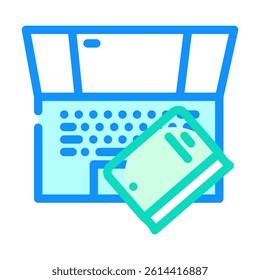 laptop books online learning platform color icon vector. laptop books online learning platform sign. isolated symbol illustration
