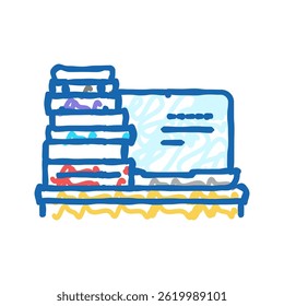 laptop books online learning platform doodle icon sketch vector. laptop books online learning platform sign. isolated symbol illustration