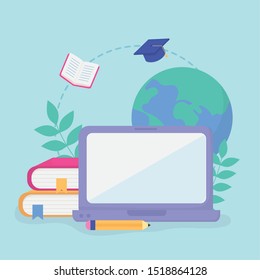 laptop books school education online image