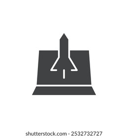 Icono de impulso del ordenador portátil plano y diseño de conjunto simple