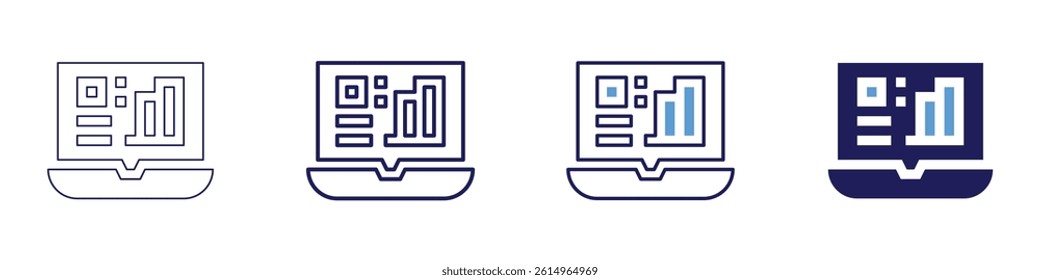 Laptop bootloader icon in 4 different styles. Thin Line, Line, Bold Line, Duotone. Duotone style. Editable stroke.