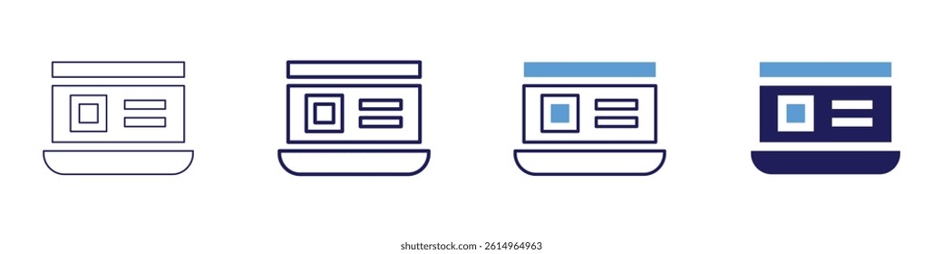 Laptop border icon in 4 different styles. Thin Line, Line, Bold Line, Duotone. Duotone style. Editable stroke.