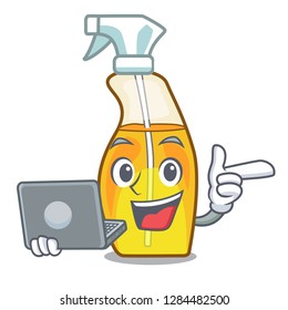 With laptop bottle spray in the character form