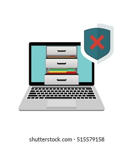 Laptop with boxes of documents and security error. Not enough space in storage.