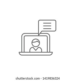 laptop boy friendship outline icon. Elements of friendship line icon. Signs, symbols and vectors can be used for web, logo, mobile app, UI, UX