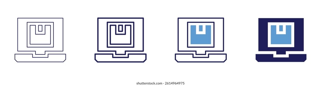Laptop brand icon in 4 different styles. Thin Line, Line, Bold Line, Duotone. Duotone style. Editable stroke.