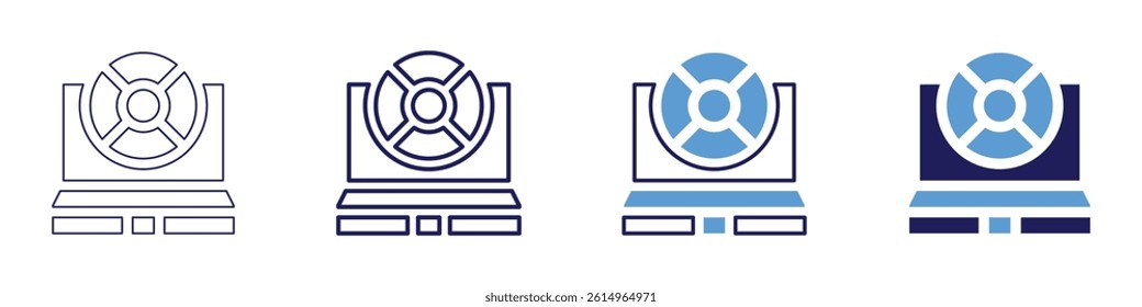 Laptop brandlist icon in 4 different styles. Thin Line, Line, Bold Line, Duotone. Duotone style. Editable stroke.