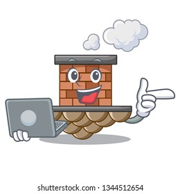 With laptop brick chimney in the shape mascot