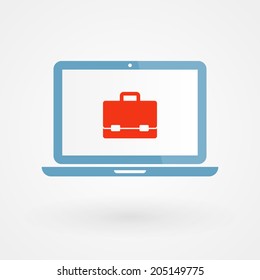 Laptop and briefcase