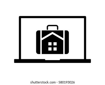 laptop, briefcase, house, icon, vector illustration eps10
