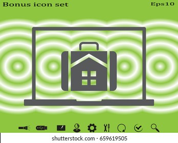 laptop, briefcase, house, icon, vector illustration eps10
