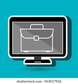 laptop with briefcase  isolated icon design, vector illustration  graphic 