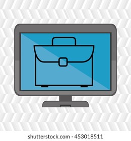laptop with briefcase  isolated icon design, vector illustration  graphic 