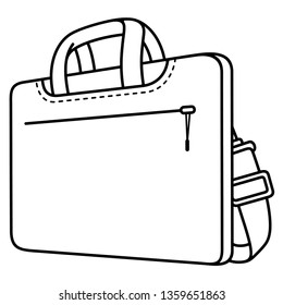 Laptop briefcase. Vector outline icon isolated on white background.