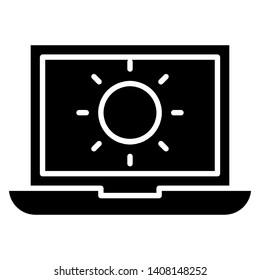 laptop brightness icon vector in black color