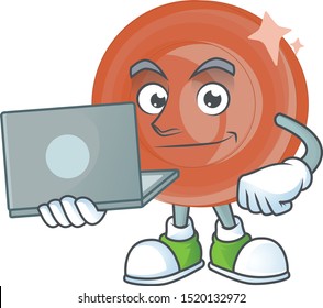 With laptop bronze coin cartoon character for collection.