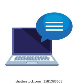 Laptop and bubble design, Digital technology communication social media internet web and wireless theme Vector illustration