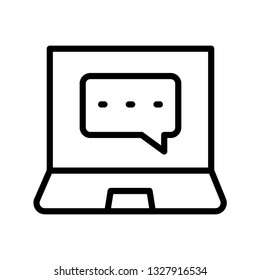 laptop bubble line icon 