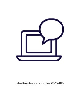 Laptop and bubble line style icon design, Digital technology communication social media internet web and screen theme Vector illustration