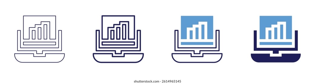 Laptop builder icon in 4 different styles. Thin Line, Line, Bold Line, Duotone. Duotone style. Editable stroke.
