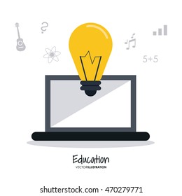 laptop bulb education learning school icon. Colorful design. Vector illustration