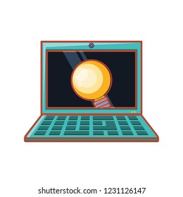 laptop with bulb light